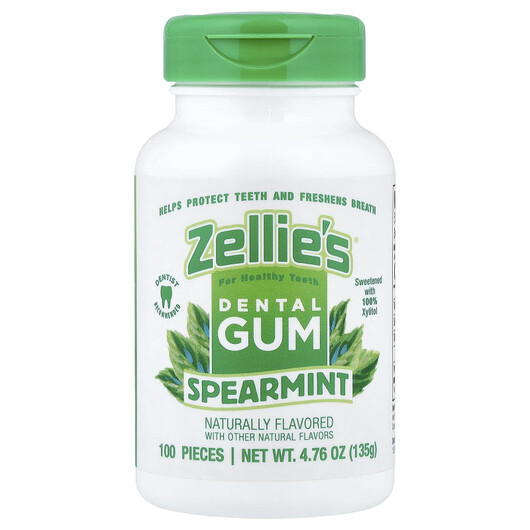 Основне фото товару Zellie's, Dental Gum Spearmint, Зубна паста, 100 Pieces