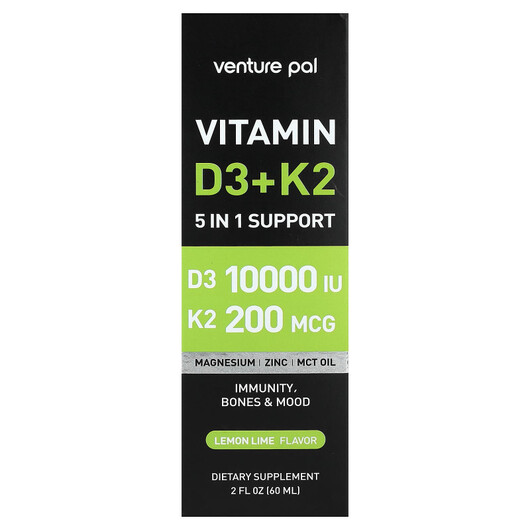 Основное фото товара Vitamin D3 + K2 Lemon Lime Основное фото товара Venture Pal, Витамины D3 + K2, Vitamin D3 + K2 Lemon Lime, 60 мл