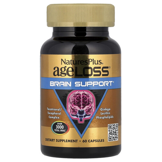 Основне фото товару Natures Plus, AgeLoss Brain Support, Підтримка мозку, 60 капсул