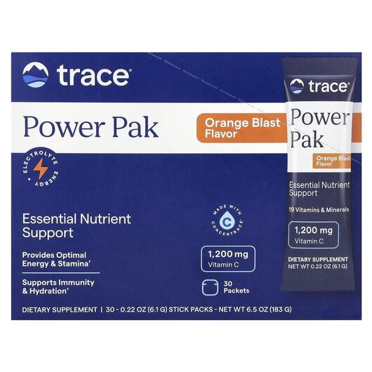 Основное фото товара Electrolyte Stamina PowerPak Orange Blast Основное фото товара Trace, Электролиты, Electrolyte Stamina PowerPak Orange Blast, 30