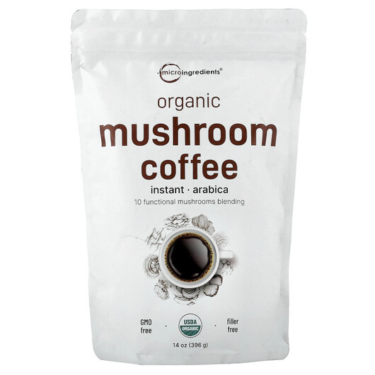 Основне фото товару Organic Mushroom Coffee Arabica Instant, Гриби, 396 г