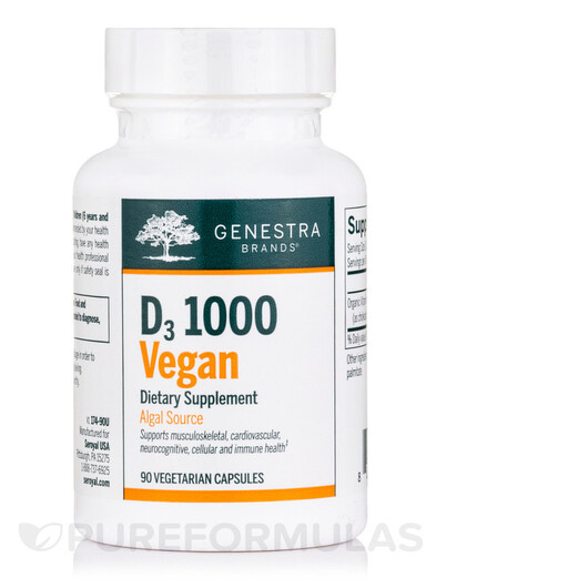 Основное фото товара Genestra, Витамин D3, D3 1000 Vegan, 90 капсул