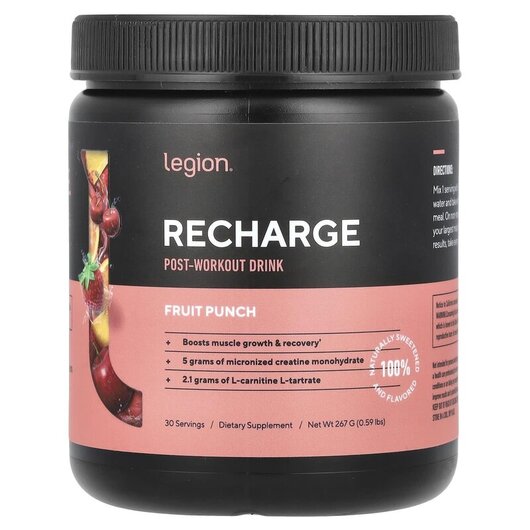Основное фото товара Recharge Post-Workout Drink Fruit Punch Основное фото товара Поствокраут, Recharge Post-Workout Drink Fruit Punch, 267 г