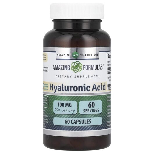 Основне фото товару Hyaluronic Acid 100 mg Основне фото товару Hyaluronic Acid 100 mg, Гіалуронова кислота, 60 капсул