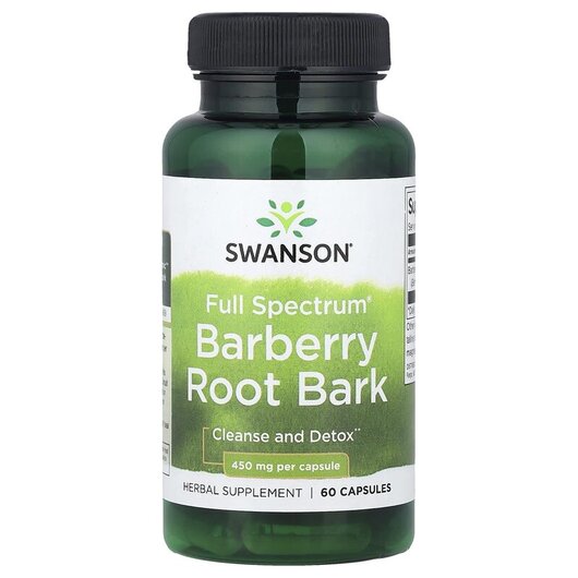 Основне фото товару Swanson, Full Spectrum Barberry Root Bark 450 mg, Барбарис, 60 ка