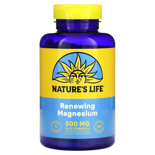 Основное фото товара Natures Life, Магний, Magnesium Plus Vitamin B-6 500 mg, 180 капс