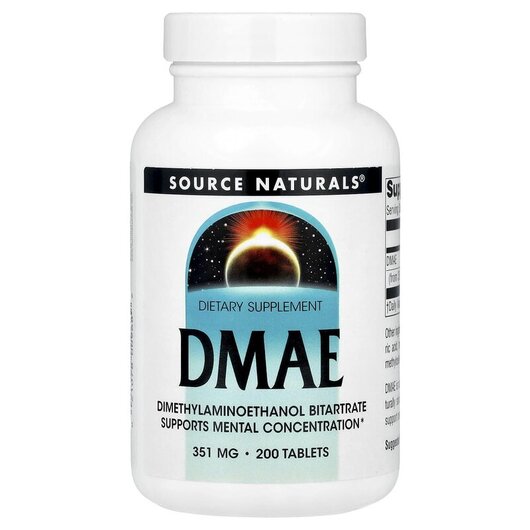 Основное фото товара DMAE 351 mg Основное фото товара Source Naturals, DMAE 351 мг, DMAE 351 mg, 200 таблеток
