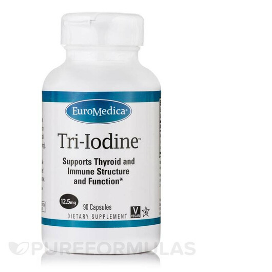 Основне фото товару Tri-Iodine 12.5 mg Основне фото товару EuroMedica, Tri-Iodine 12.5 mg, Йод, 90 капсул