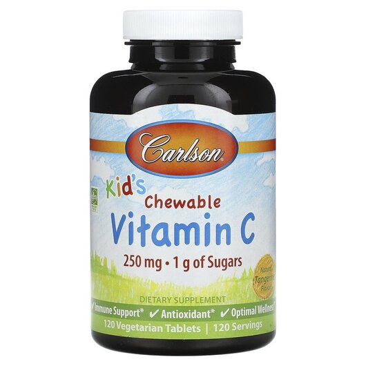 Основное фото товара Kid's Chewable Vitamin C Natural Tangerine 250 mg Основное фото товара Kid's Chewable Vitamin C Natural Tangerine 250, Витамин C, 1
