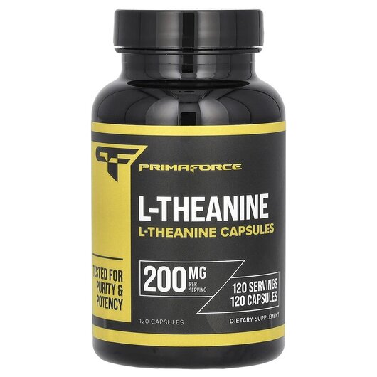 Основне фото товару Primaforce, L-Theanine 200 mg, L-Теанін, 120 капсул