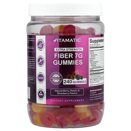 Основное фото товара Fiber Gummies Extra Strength Natural Berry Peach & Strawberry Основное фото товара Fiber Gummies Extra Strength Natural, Конфеты с клетчаткой, 240 т