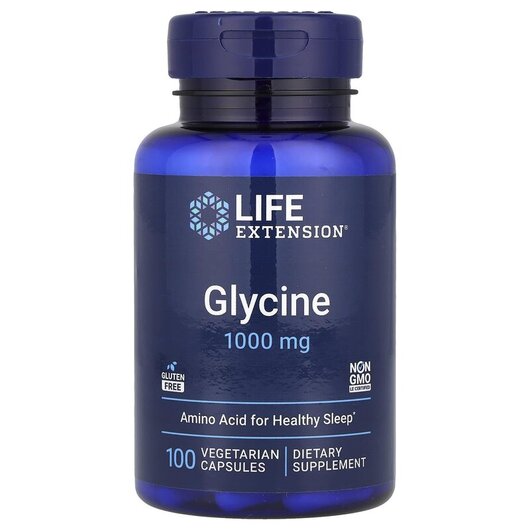 Основное фото товара Life Extension, Глицин 1000 мг, Glycine 1000 mg, 100 капсул