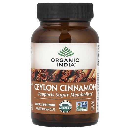 Основне фото товару Organic India, Cinnamon, Екстракт кориці, 90 капсул