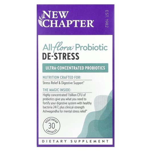 Основне фото товару New Chapter, All-Flora Probiotic De-Stress, Пробіотики, 30 капсул