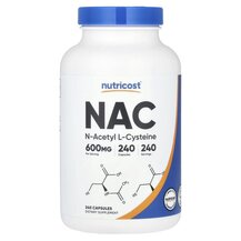 N-ацетилцистеїн NAC 600 mg Nutricost 240 капсул