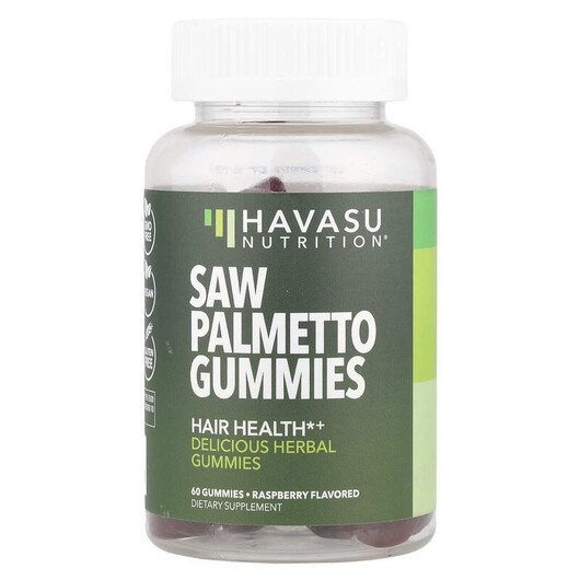Основне фото товару Saw Palmetto Gummies Raspberry Основне фото товару Havasu Nutrition, Saw Palmetto Gummies, Экстракт Пальметто, 60 цу