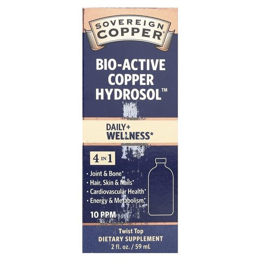 Основне фото товару Bio-Active Copper Hydrosol Основне фото товару Sovereign Silver, Bio-Active Copper Hydrosol, Мідь, 59 мл