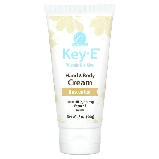 Основне фото товару Key-E Hand & Body Cream Unscented Основне фото товару Carlson, Key-E Hand & Body Cream, Крем з вітаміном E, 56 г