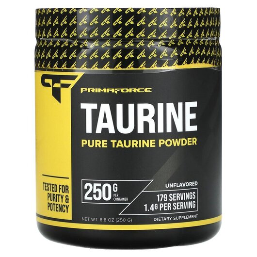 Основне фото товару Primaforce, Pure Taurine Powder Unflavored, L-Таурин, 250 г