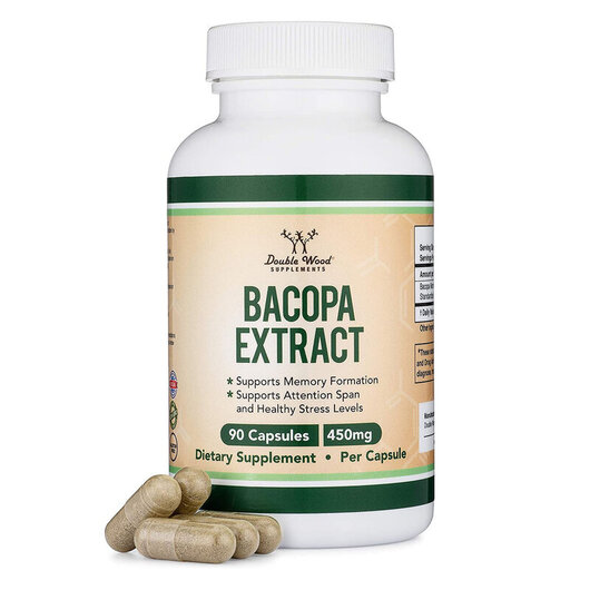 Основне фото товару Double Wood, Bacopa Extract 450 mg, Бакопа 450 мг, 90 капсул