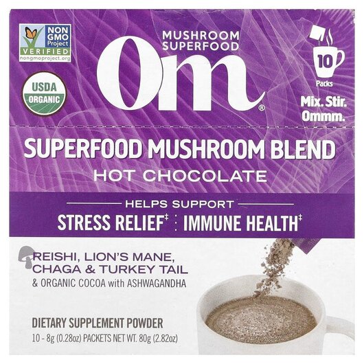 Основное фото товара Mushroom Powered Hot Chocolate Blend 10 Packets Основное фото товара Грибной суперфуд 10 шт, Mushroom Powered Hot Chocolate Blend, 8 г