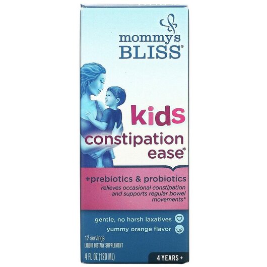 Основне фото товару Mommy's Bliss, Kids Constipation Ease, Проносне, 120 мл