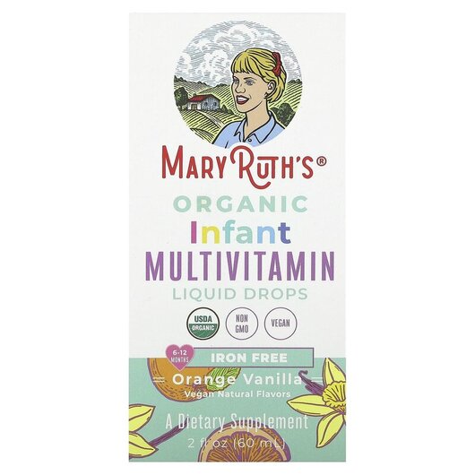 Основное фото товара Organic Infant Multivitamin Liquid Drops Iron Free 6-12 Months Orange Vanilla Основное фото товара Organic Infant Multivitamin Liquid Drops Iron Free 6-12 Months, Ж