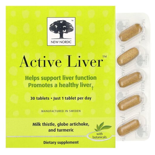 Основне фото товару Active Liver Основне фото товару New Nordic, Active Liver, Підтримка печінки, 30 таблеток