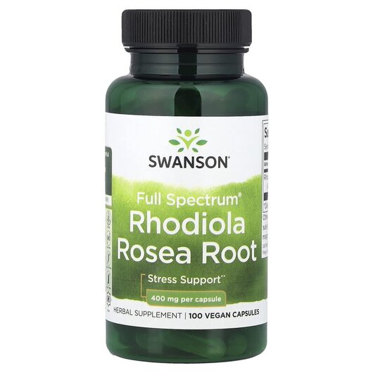 Основне фото товару Swanson, Full Spectrum Rhodiola Rosea Root 400 mg, Родіола, 100 к