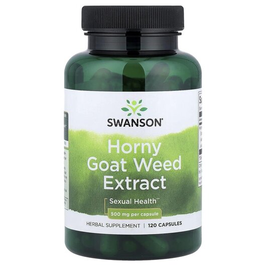 Основне фото товару Horny Goat Weed Extract 500 mg Основне фото товару Swanson, Horny Goat Weed Extract 500 mg, Горянка, 120 капсул