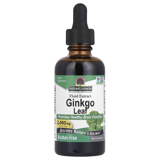 Основне фото товару Ginkgo Alcohol-Free 500 mg Основне фото товару Nature's Answer, Ginkgo Alcohol-Free 500 mg, Трави, 60 мл
