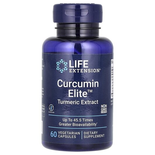 Основне фото товару Curcumin Elite Turmeric Extract Основне фото товару Life Extension, Curcumin Elite Turmeric Extract, Куркумін, 60 кап
