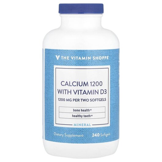 Основне фото товару Calcium1200 With Vitamin D3 Основне фото товару TheVitaminShoppe, Calcium1200 With Vitamin D3, Кальцій, 240 капсу