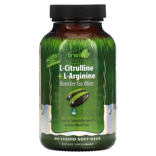 Основное фото товара L-Citrulline + L-Arginine Booster for Men Основное фото товара Irwin Naturals, L-Цитруллин, L-Citrulline + L-Arginine, 60 капсул