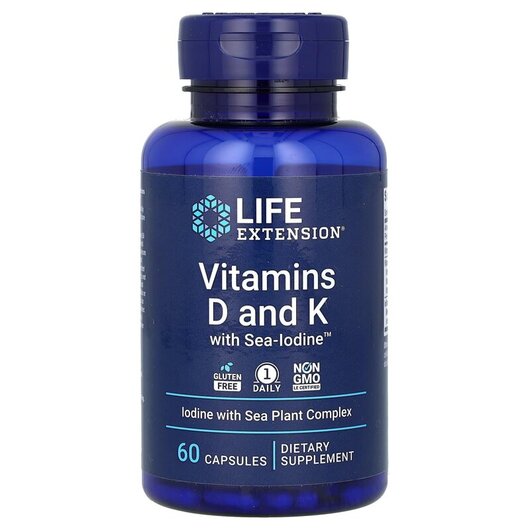 Основное фото товара D&K с морским йодом, Vitamins D and K with Sea-Iodine, 60 кап