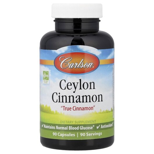 Основне фото товару Carlson, Ceylon Cinnamon 500 mg, Екстракт кориці, 90 капсул
