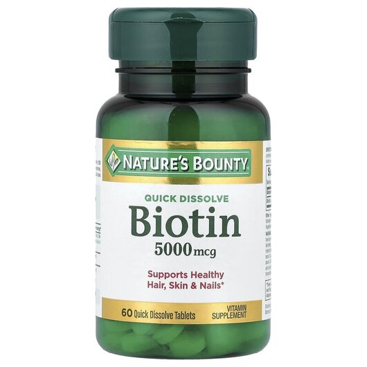 Основное фото товара Nature's Bounty, Биотин 5000 мкг, Biotin 5000 mcg, 60 таблет