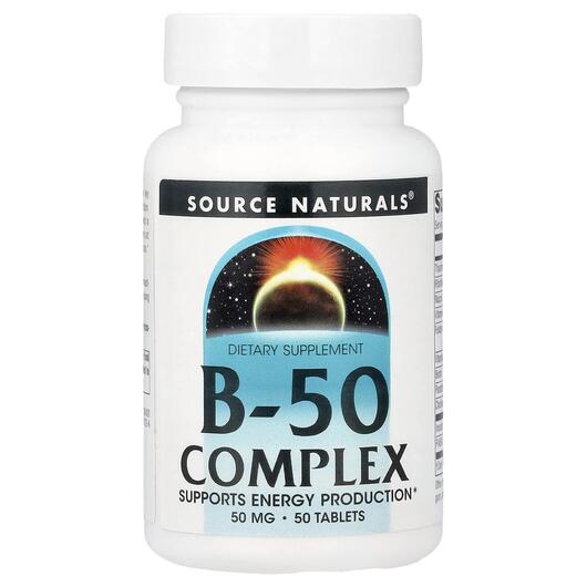 Основное фото товара B-50 Complex Основное фото товара Source Naturals, B-комплекс, B-50 Complex, 50 таблеток