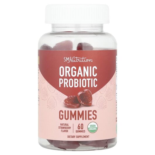 Основне фото товару Organic Probiotic Gummies Natural Strawberry, Пробіотики, 60 табл