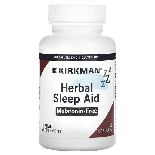 Основне фото товару Herbal Sleep Aid Melatonin-Free Основне фото товару Kirkman, Herbal Sleep Aid Melatonin-Free, Підтримка сну, 60 капсу