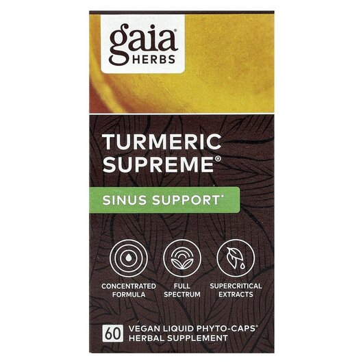 Основное фото товара Gaia Herbs, Куркумин, Turmeric Supreme Sinus Support, 60 капсул