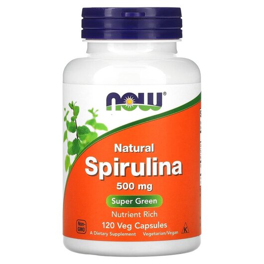 Основное фото товара Natural Spirulina 500 mg Основное фото товара NOW Foods, Спирулина 500 мг, Spirulina 500 mg, 120 капсул