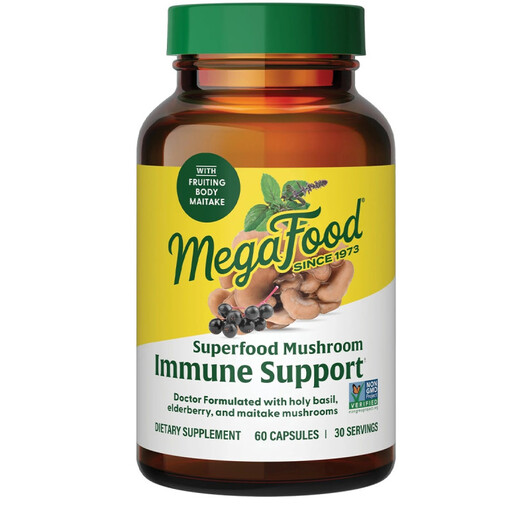 Основне фото товару Superfood Mushroom Immune Support Основне фото товару MegaFood, Superfood Mushroom Immune Support, Гриби, 60 капсул