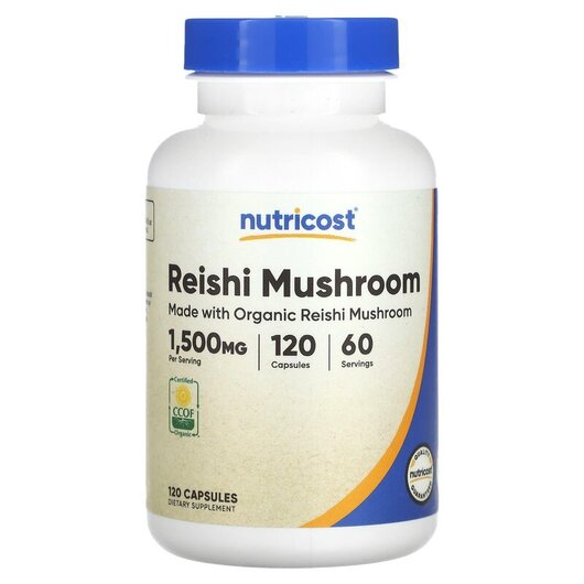 Основное фото товара Nutricost, Грибы Рейши, Reishi Mushroom 750 mg, 120 капсул