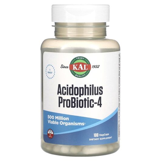 Основное фото товара Acidophilus Probiotic-4 Основное фото товара KAL, Лактобактерии Ацидофилус, Acidophilus Probiotic-4, 100 капсу