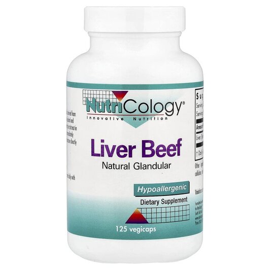Основне фото товару Nutricology, Liver Beef Natural Glandular, Бичача печінка, 125 ка