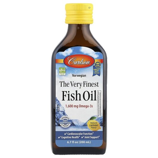 Основне фото товару The Very Finest Fish Oil, Риб'ячий жир Омега-3 1600 мг, 200 