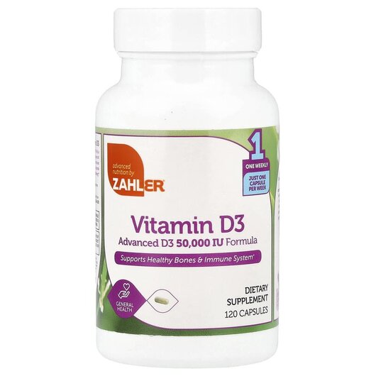 Основне фото товару Zahler, Vitamin D3 50000 IU 120, Вітамін D3, 120 капсул