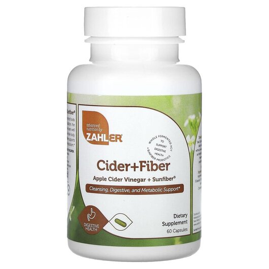 Основное фото товара Zahler, Уксус, Apple Cider Vinegar + Sunfiber, 60 капсул