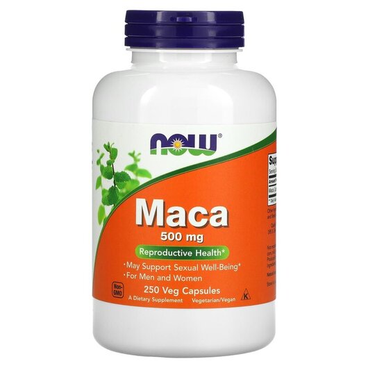 Основне фото товару NOW Foods, Maca 500 mg, Перуанська Мака 500 мг, 250 капсул